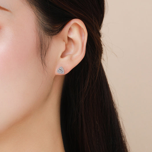Sterling Silver Cubic Zirconia Triangle Stud Earrings