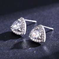 Sterling Silver Cubic Zirconia Triangle Stud Earrings