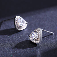 Sterling Silver Cubic Zirconia Triangle Stud Earrings