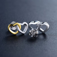 Sterling Silver Double Hearts Stud Earrings