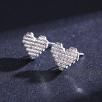 Sterling Silver Puzzle Love Heart Stud Earrings