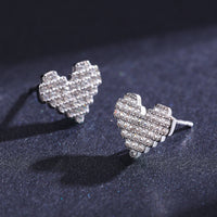 Sterling Silver Puzzle Love Heart Stud Earrings