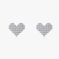 Sterling Silver Puzzle Love Heart Stud Earrings