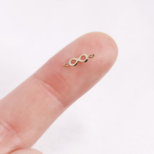 14K Solid Gold Horizontal Infinity Charm