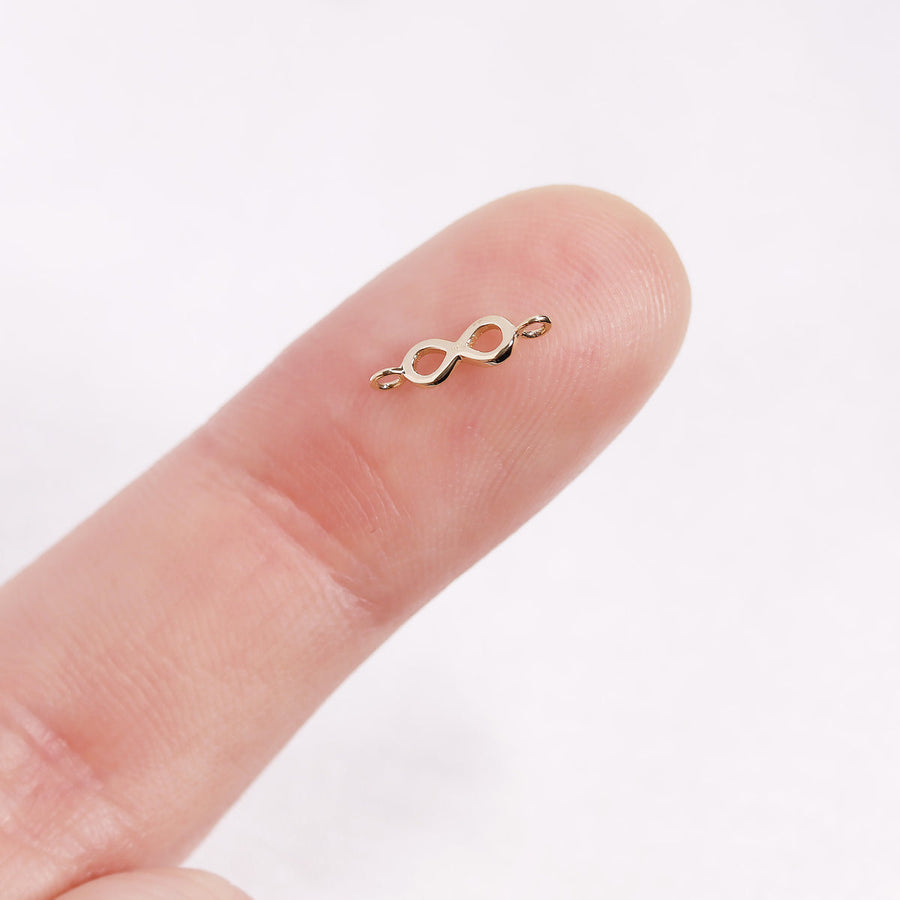 14K Solid Gold Horizontal Infinity Charm