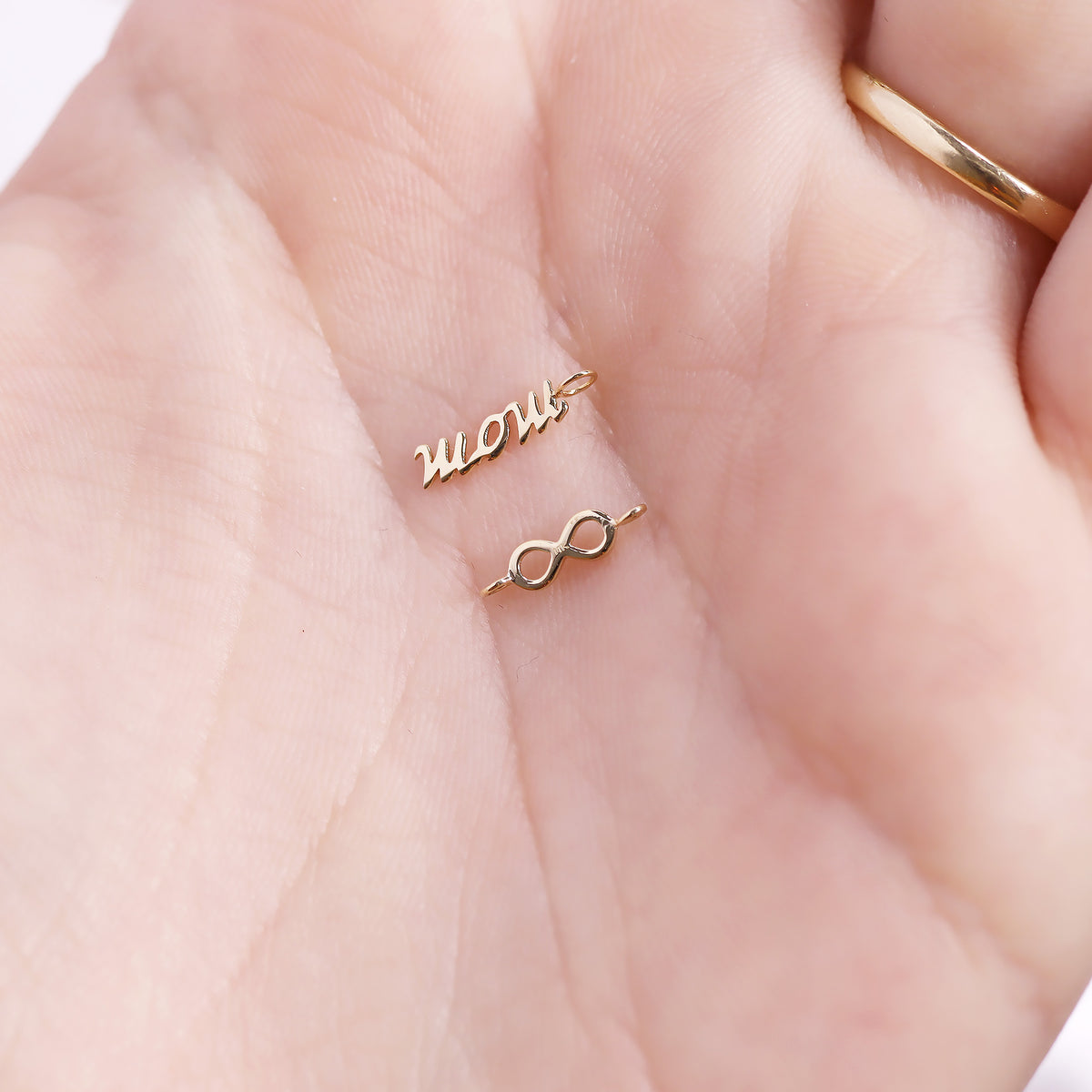14K Solid Gold Horizontal Infinity Charm