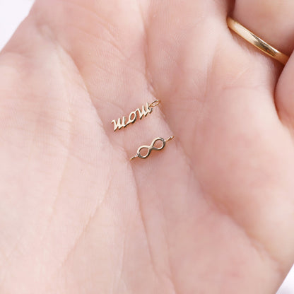 14K Solid Gold Horizontal Infinity Charm