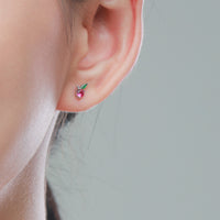 Sterling Silver Cherry Stud Earrings