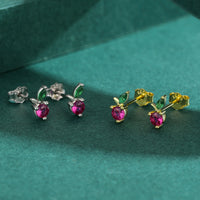 Sterling Silver Cherry Stud Earrings