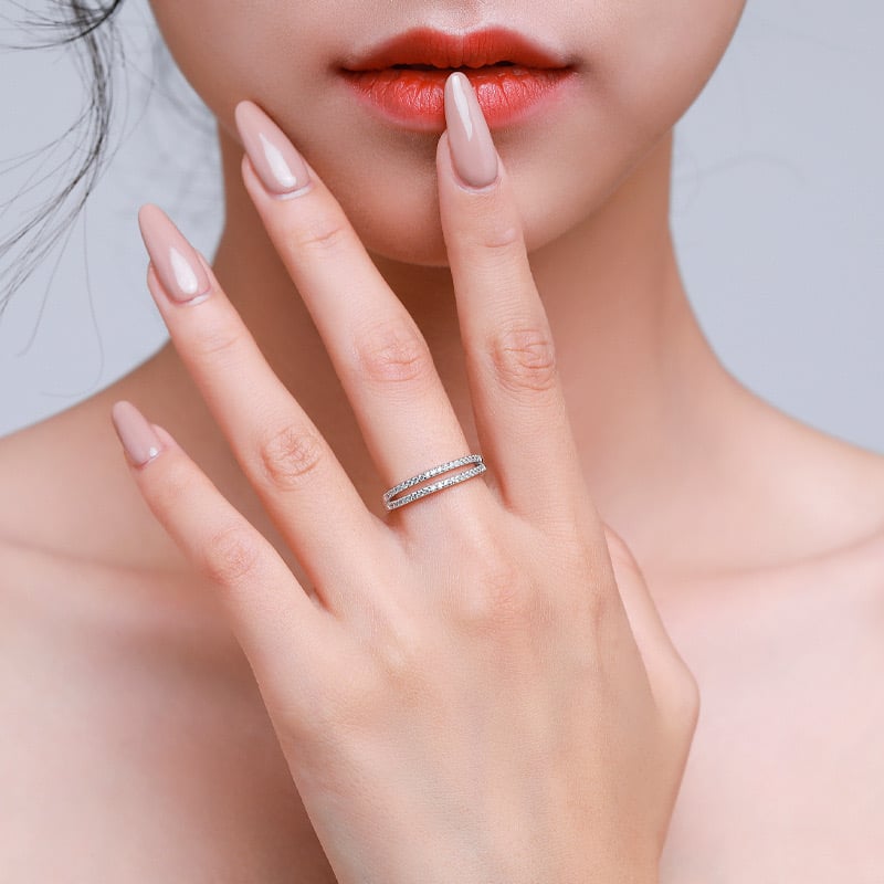 Sterling Silver Engagement Double Row Ring