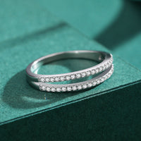 Sterling Silver Engagement Double Row Ring