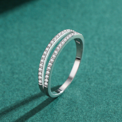 Sterling Silver Engagement Double Row Ring