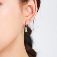Sterling Silver Green Dinosaur Hoop Earrings