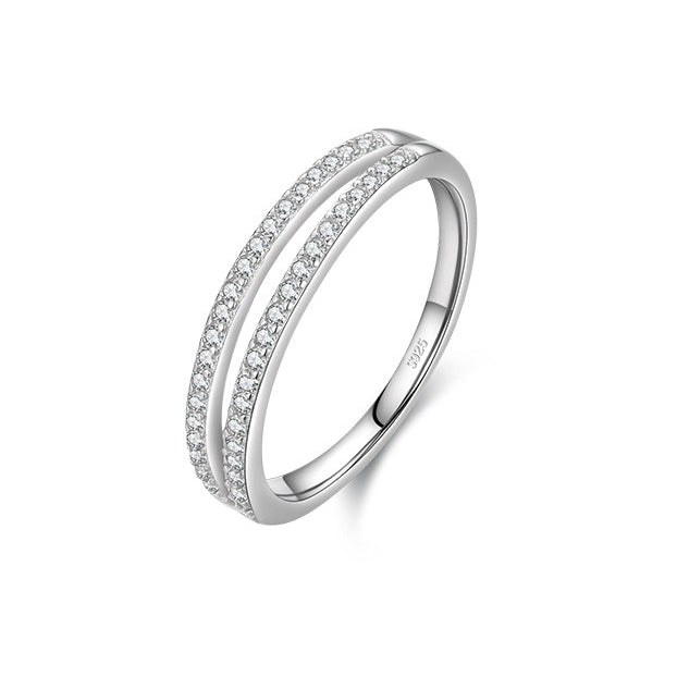 Sterling Silver Engagement Double Row Ring