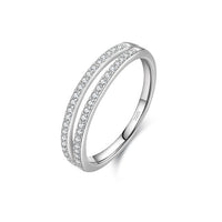 Sterling Silver Engagement Double Row Ring