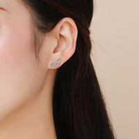 Sterling Silver Hollow Three Heart Stud Earrings