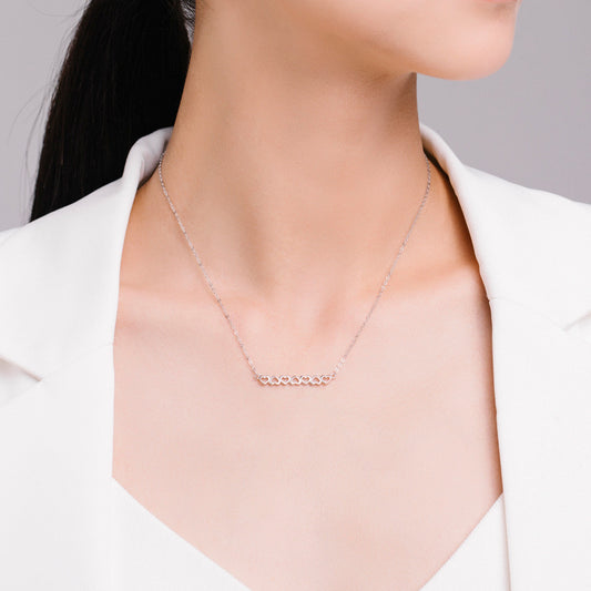 Sterling Silver Hollow Heart Bar Necklace