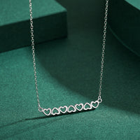 Sterling Silver Hollow Heart Bar Necklace