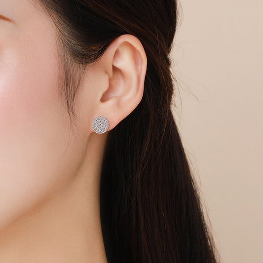 Sterling Silver Round Cluster Stud Earrings