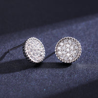 Sterling Silver Round Cluster Stud Earrings