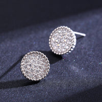 Sterling Silver Round Cluster Stud Earrings