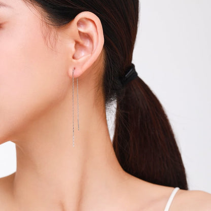 Sterling Silver Long Chain Tassel Earrings