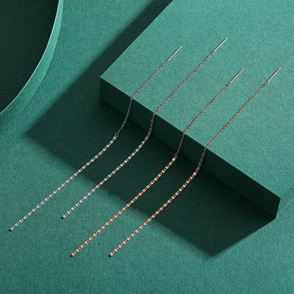 Sterling Silver Long Chain Tassel Earrings