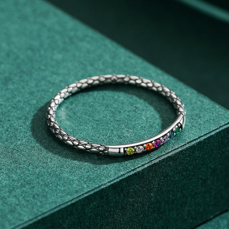 Sterling Silver Oxidized Rainbow Ring