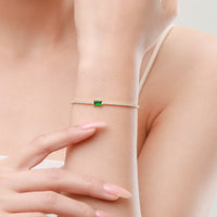 Gold Plated Sterling Silver Vintage Green Bracelet