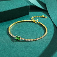 Gold Plated Sterling Silver Vintage Green Bracelet