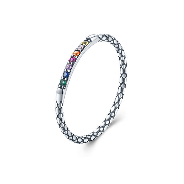 Sterling Silver Oxidized Rainbow Ring
