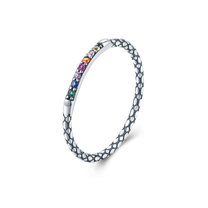 Sterling Silver Oxidized Rainbow Ring