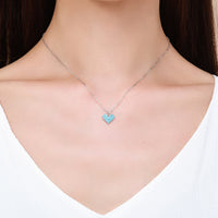 Sterling Silver Pixel Love Heart Pendant Necklace