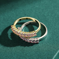 Pink Cubic Zirconia Sterling Silver Band Ring