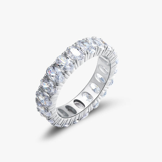 Sterling Silver Cubic Zirconia Eternity Oval Ring