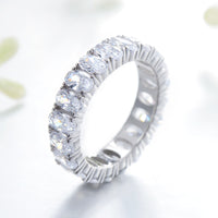 Sterling Silver Cubic Zirconia Eternity Oval Ring