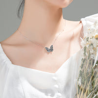 Sterling Silver Vintage Flying Butterfly Pendant Necklace