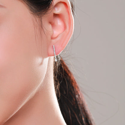 Sterling Silver Long Line Stud Earrings