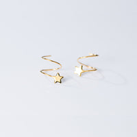 Sterling Silver Minimalist Star Wave Hoop Earrings