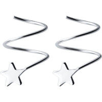 Sterling Silver Minimalist Star Wave Hoop Earrings