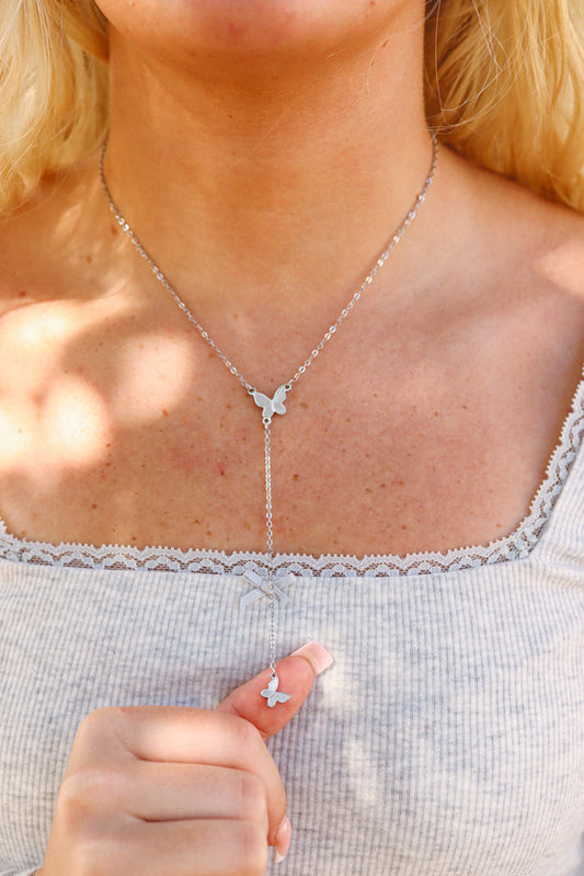18K Gold PVD Butterfly Lariat Necklace