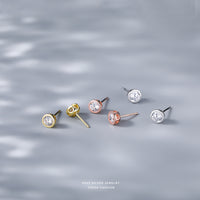 Sterling Silver Bezel Hollow Heart Stud Earrings