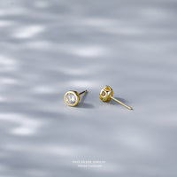 Sterling Silver Bezel Hollow Heart Stud Earrings