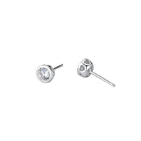 Sterling Silver Bezel Hollow Heart Stud Earrings