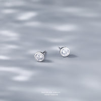 Sterling Silver Bezel Hollow Heart Stud Earrings