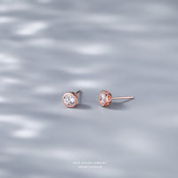Sterling Silver Bezel Hollow Heart Stud Earrings