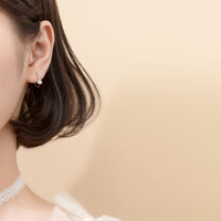 Sterling Silver Geometric Pearl Hoop Earrings