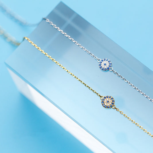Sterling Silver Cubic Zirconia Evil Eye Bracelet