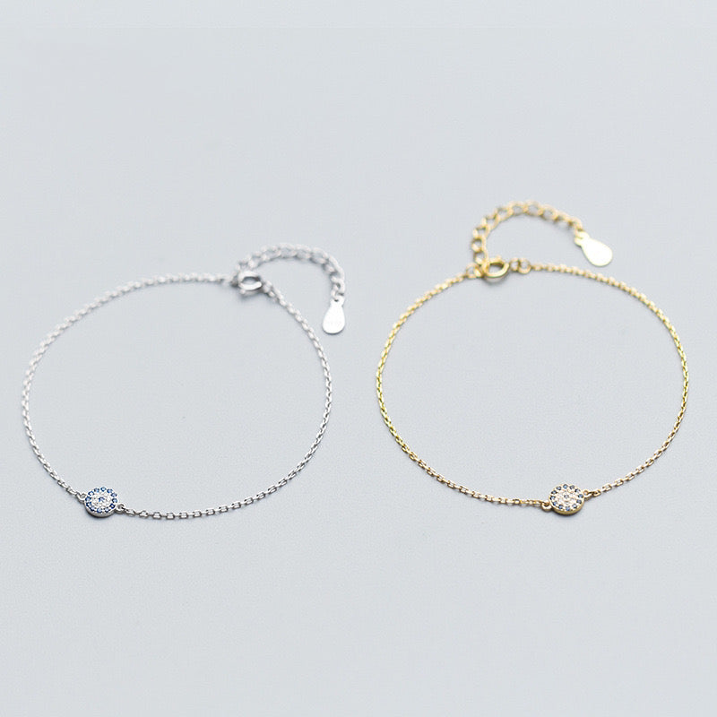 Sterling Silver Cubic Zirconia Evil Eye Bracelet