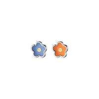 Sterling Silver Enamel Flower Stud Earrings